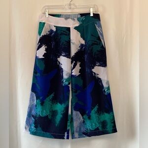 H by Halston Womens Pull On Wide Leg Culottes Medium Abstract Boho Crepe Spring